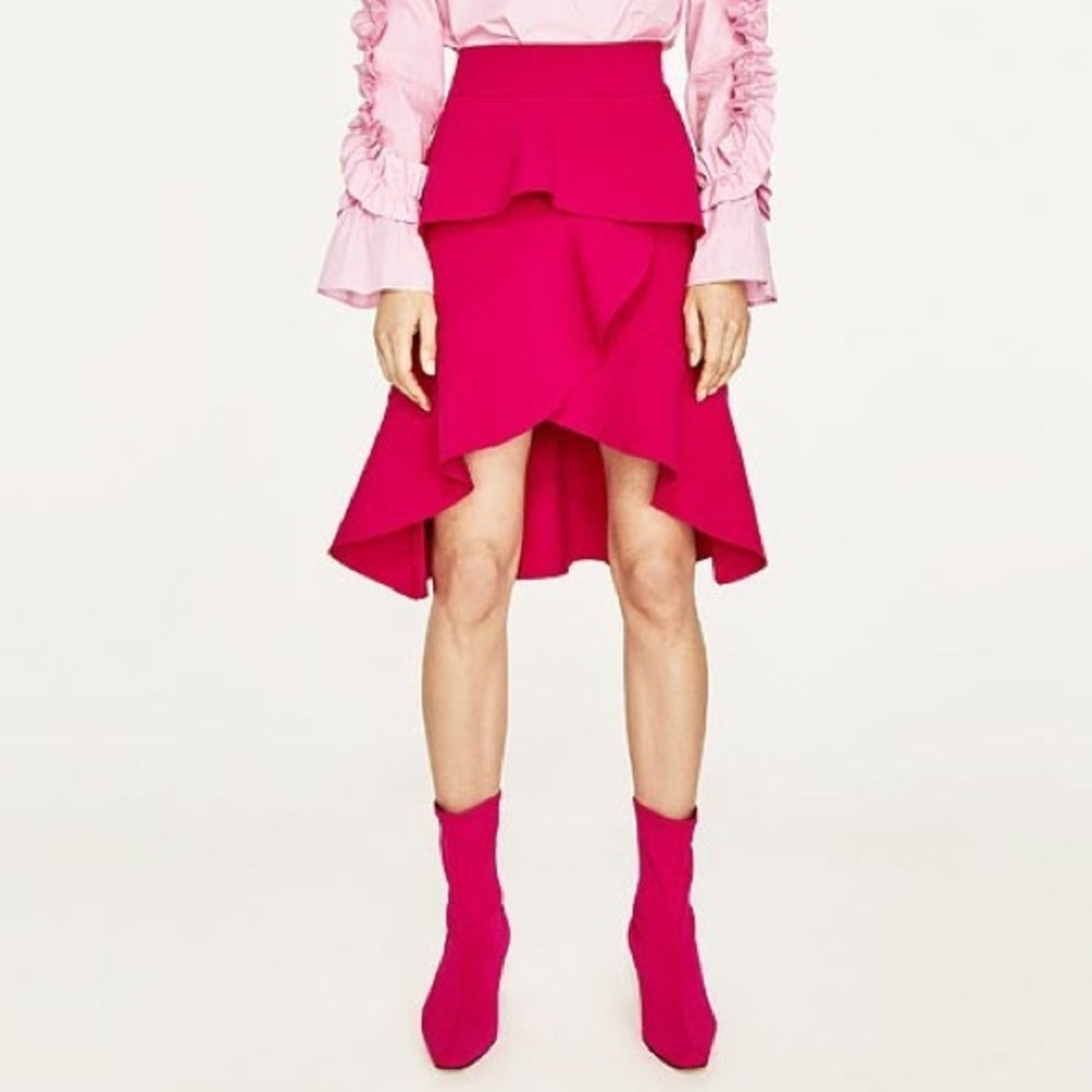 - Zara new with tags pink ruffle skirt large